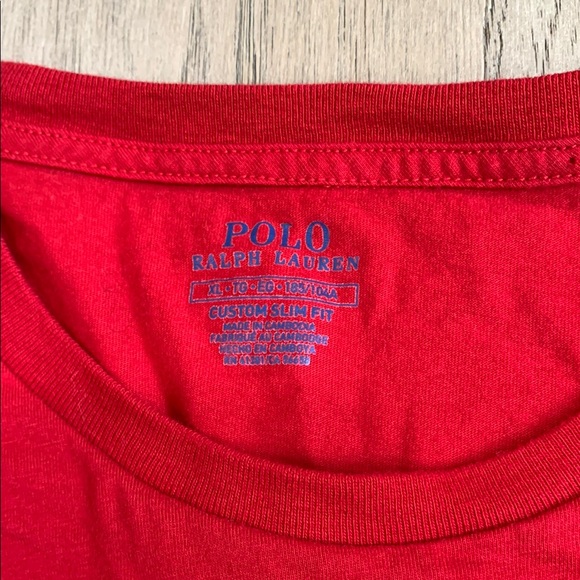 Polo Ralph Lauren Long Sleeve Crew Neck Red T-Shirt Size XL Custom Slim Fit - Picture 3 of 10